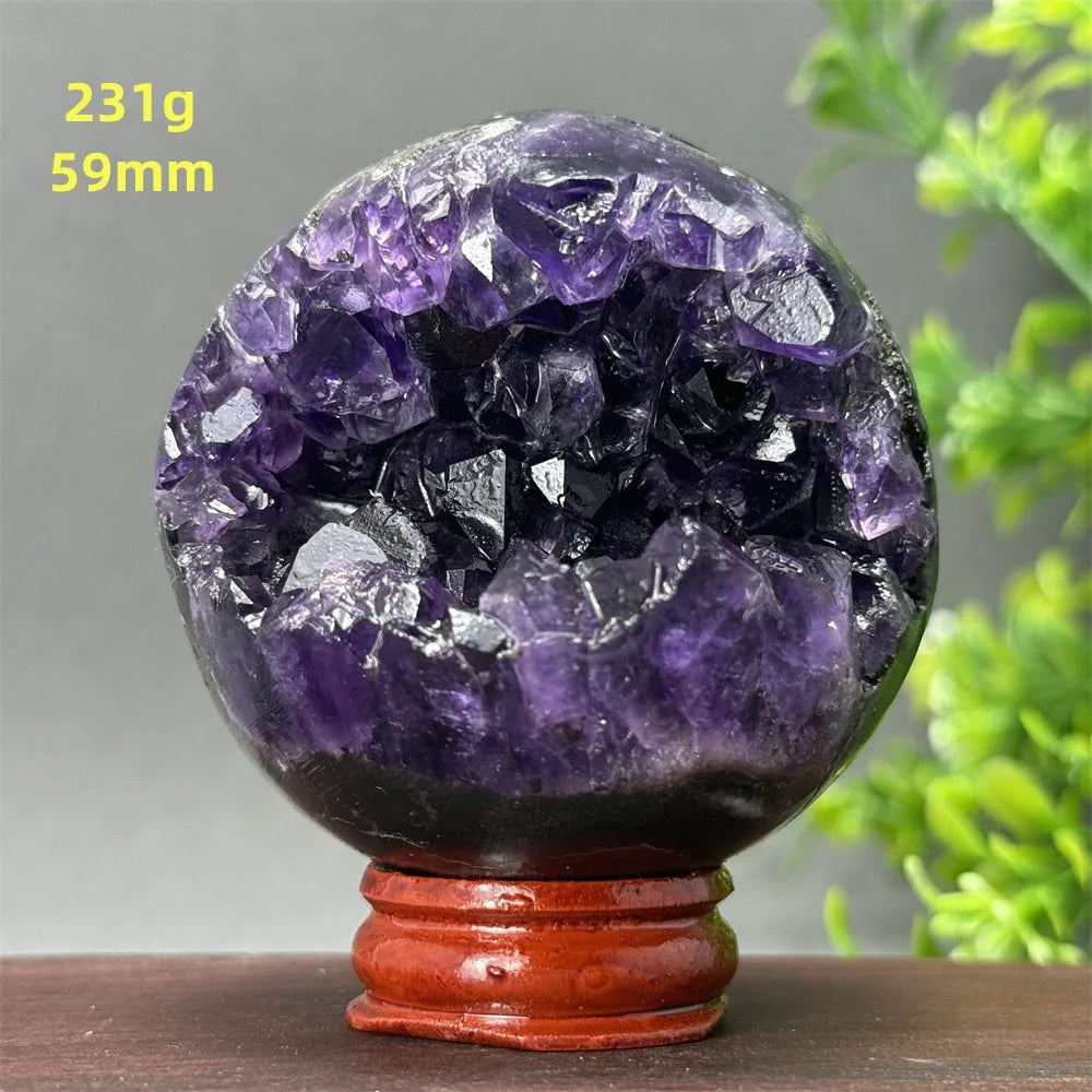 Natural Amethyst Crystal Sphere - Healing Energy Ball for Meditation, Aura Cleanse, Home Decor, Feng Shui, Gemstone Gift
