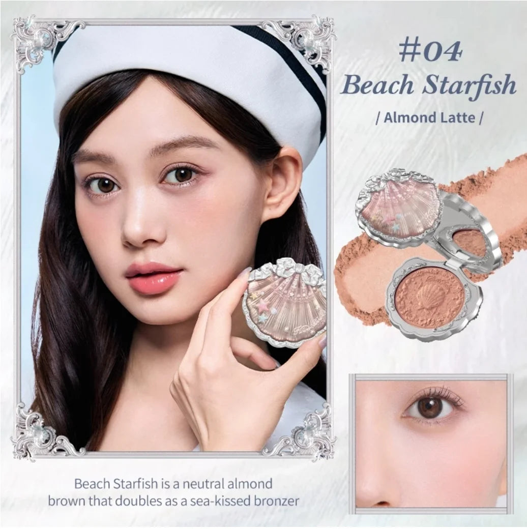 Flower Knows Shell's Jewel Collection Silk Satin Blush 5g Highlight Hybrid Colorful pearls, as soft as silk Beachy glow Makeup