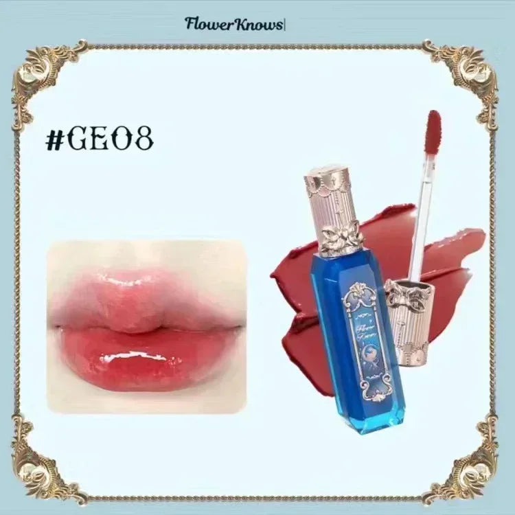 Flower Knows Midsummer Night Series Mirror Lip Gloss Film-forming Lip Balm Moisturizing Long Lasting Non-sticky ALL Lips Makeup