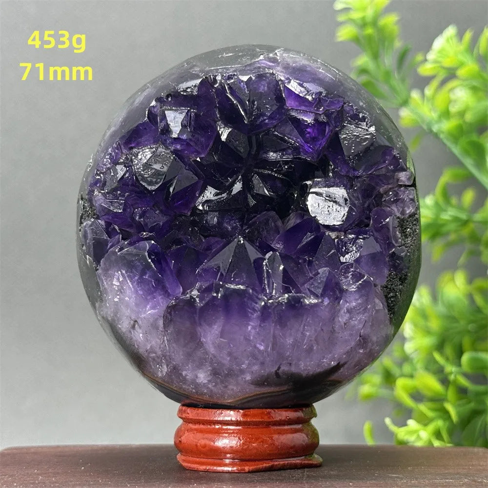 Natural Amethyst Crystal Sphere - Healing Energy Ball for Meditation, Aura Cleanse, Home Decor, Feng Shui, Gemstone Gift