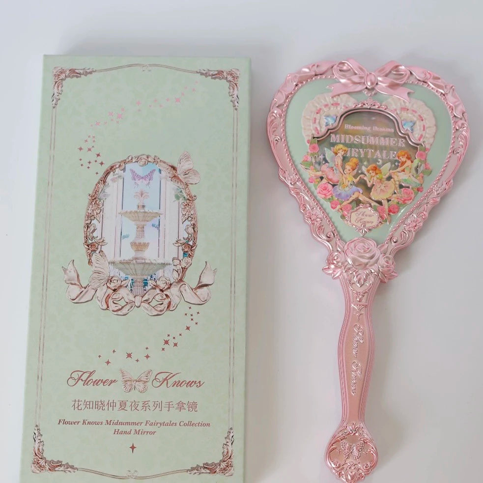 Mirror Moonlight Mermaid Collection Handheld Limited Edition Mirror White, Blue, Pink, and Chocolate Fairy Design
