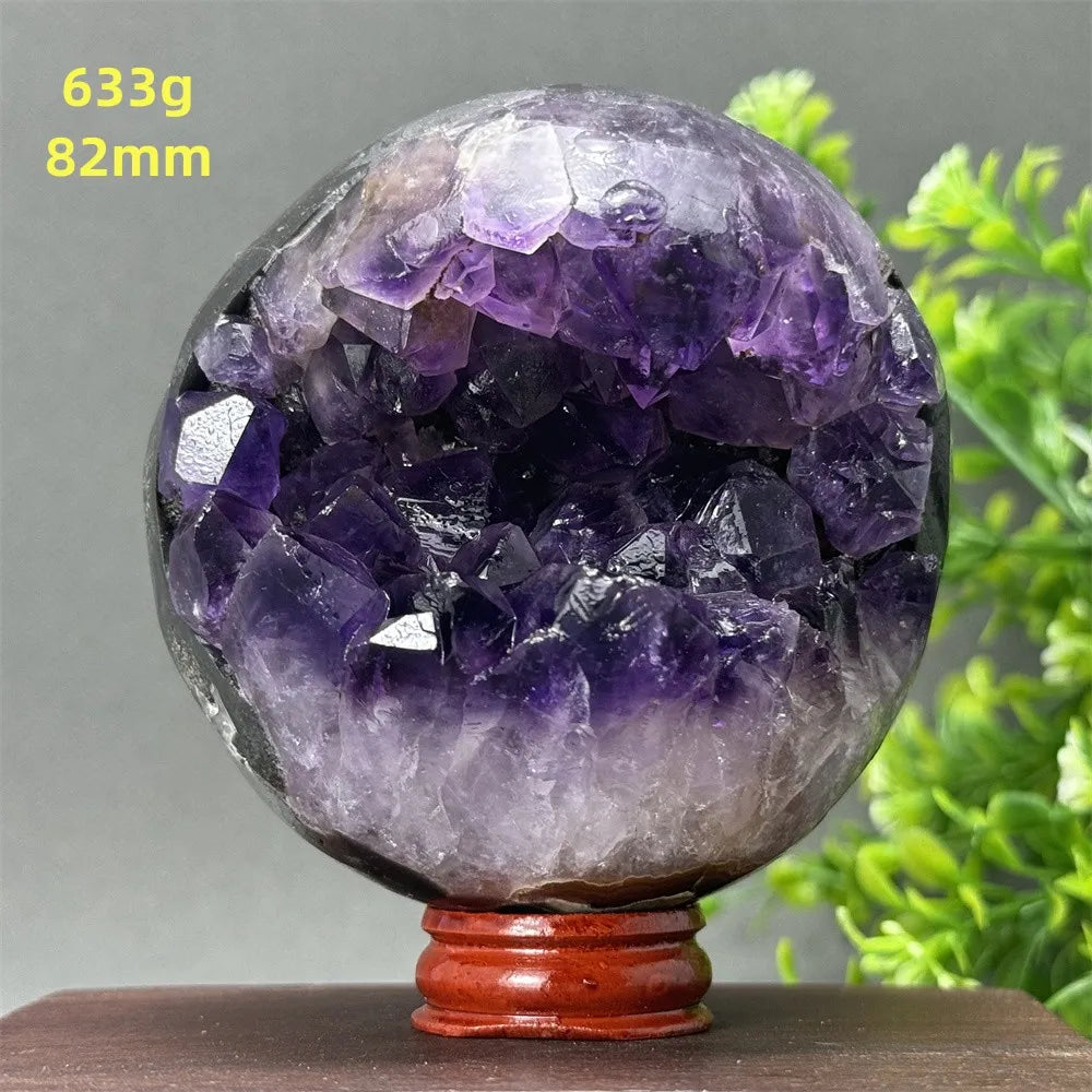 Natural Amethyst Crystal Sphere - Healing Energy Ball for Meditation, Aura Cleanse, Home Decor, Feng Shui, Gemstone Gift