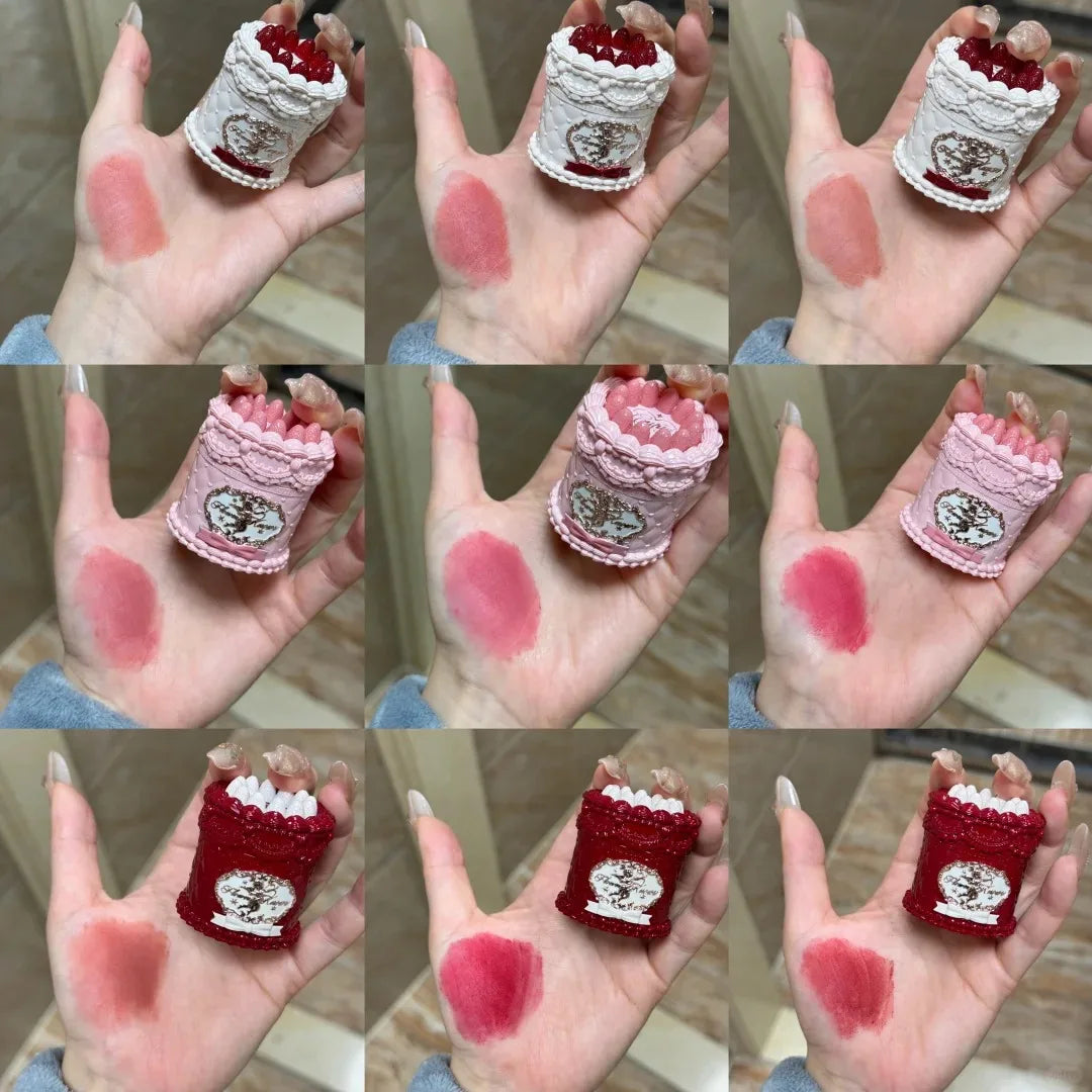 Flower Knows Strawberry Cupid Velvet Matte Lip Cream Pressed Powder Liquid Blush Set Long Lasting Lightweight Makeup