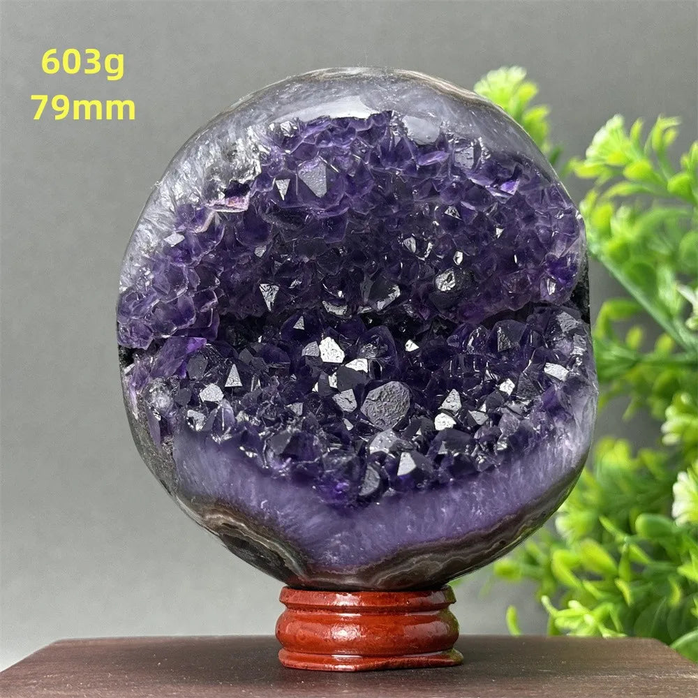Natural Amethyst Crystal Sphere - Healing Energy Ball for Meditation, Aura Cleanse, Home Decor, Feng Shui, Gemstone Gift