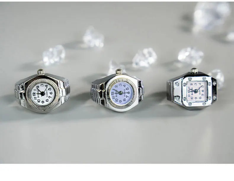 Vintage Punk Mini Watch Ring – Unique Quartz Timepiece for Men & Women | Stylish Retro Finger Accessory