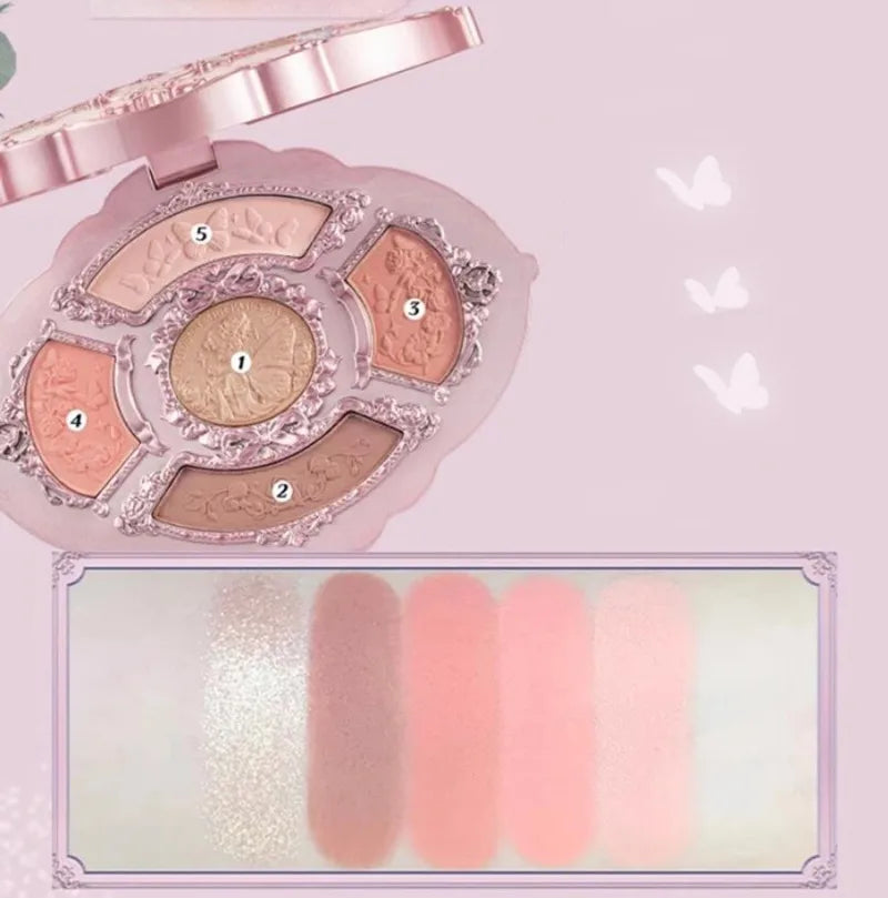 Flowerknows All In One Mackup Set Gift Box Flower Knows Glitter Eye Shadow Palette Blusher Long Lasting Gloss Lipstick With Bag