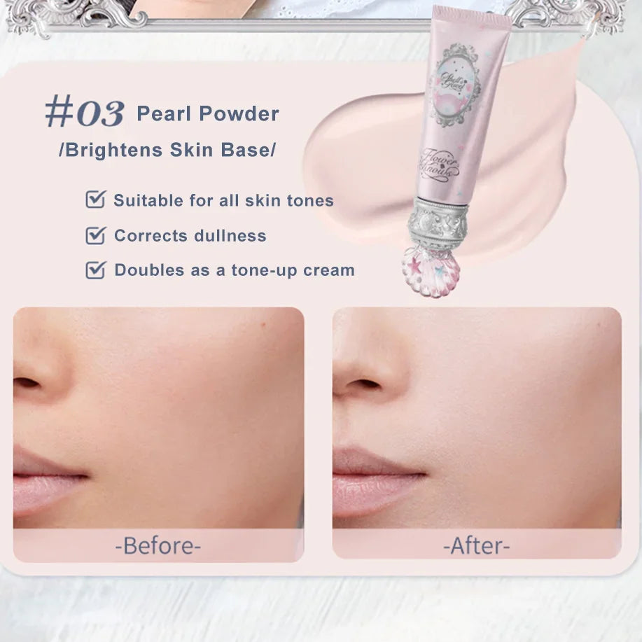 Flower Knows Primer Makeup Shells Jewel Radiance Hydrating Long Lasting Vegan Cruelty Free Base Primer 45g