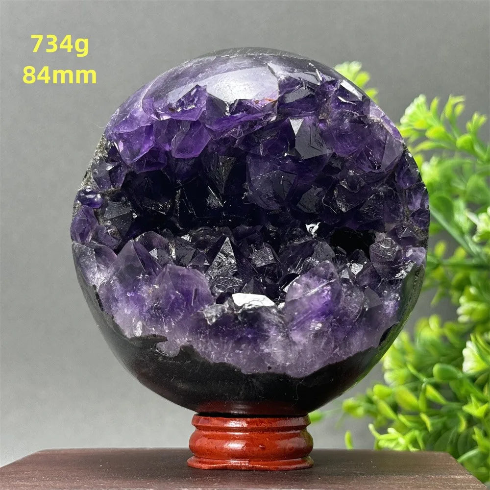 Natural Amethyst Crystal Sphere - Healing Energy Ball for Meditation, Aura Cleanse, Home Decor, Feng Shui, Gemstone Gift