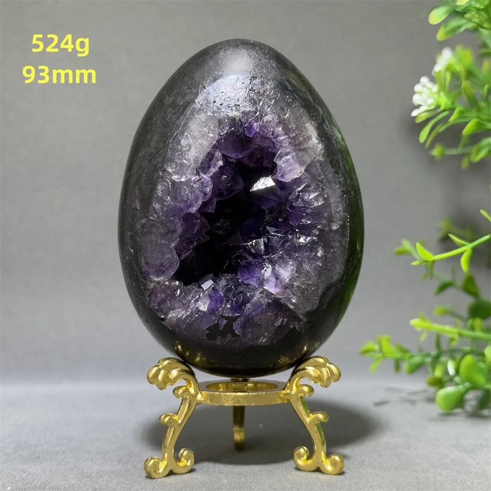 Natural Amethyst Cluster Dinosaur Egg – Quartz Crystal Cave for Spiritual Energy, Healing & Home Decoration