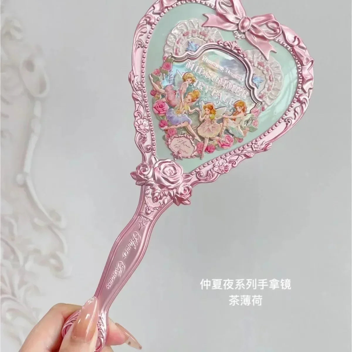 Flower Knows Little Angel Series Hand Holding Mirror 3 Types Exquisite Relief Makeup Tools
