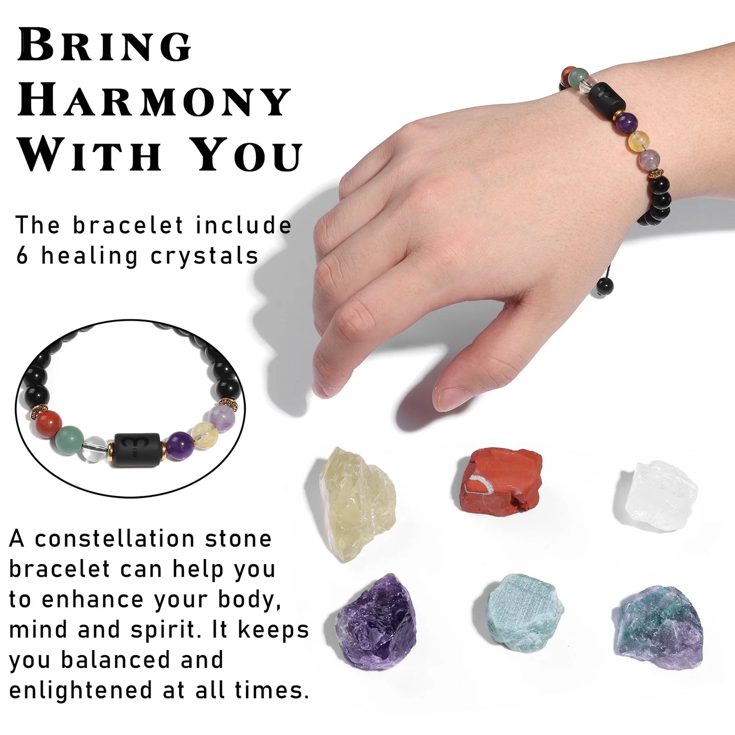 Zodiac Constellation Gift Set – Natural Stone Bracelet & Crystal Box for Astrology Lovers