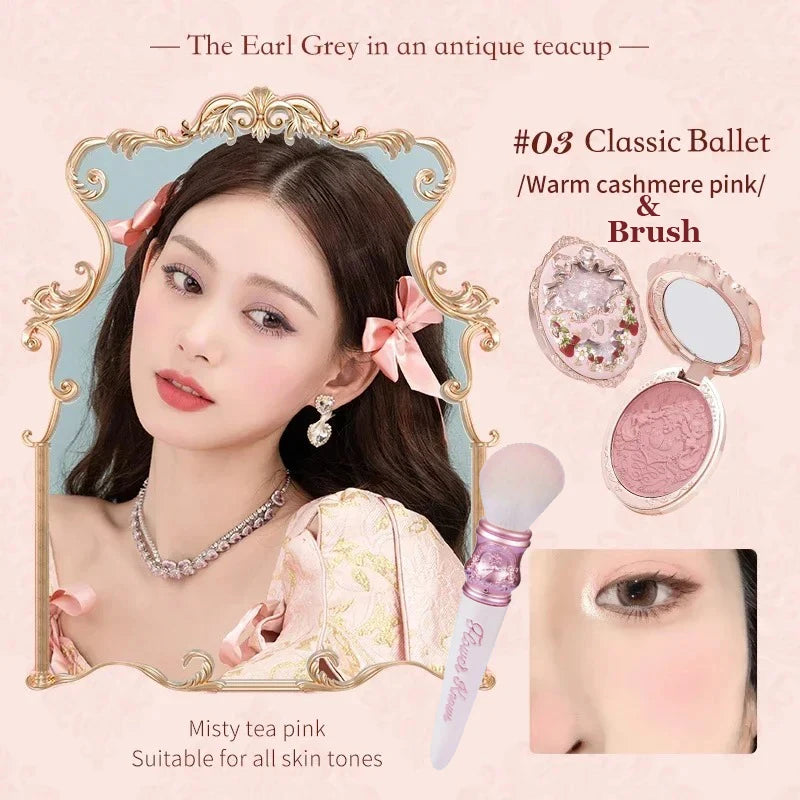 Flower Knows Strawberry Rococo Series Embossed Blush 5g Blush Powder Berry Mary Blusher Palette Makeup Profesional